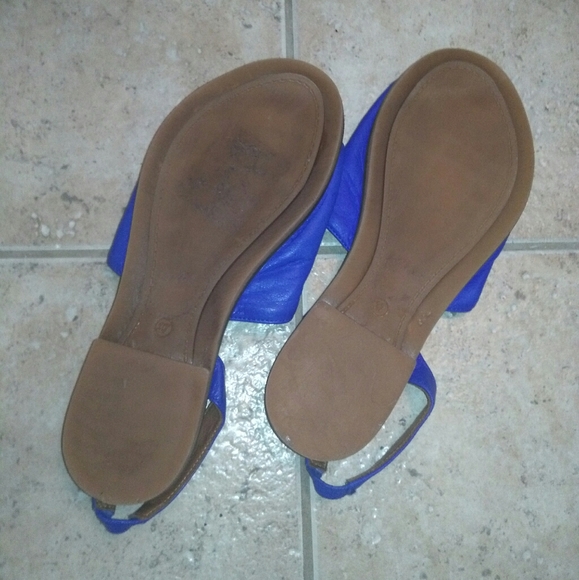 Cobalt blue leather flat sandals 37 US - Picture 3 of 5